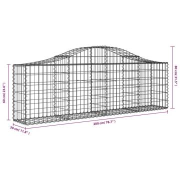 Arched Gabion Baskets 15 pcs | Galvanised Iron Garden Barriers