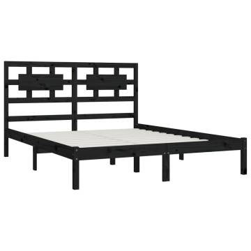 Black Solid Wood Pine Bed Frame 150x200 cm King Size