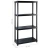 4-Tier Black Storage Shelf | Versatile & Sturdy Plastic