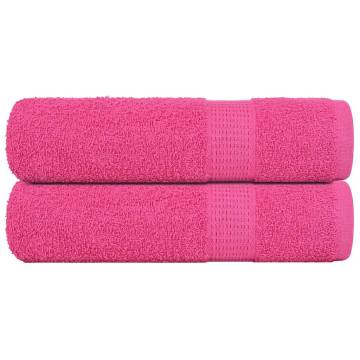 Soft & Absorbent Pink Bath Towels - 100% Cotton, 2 pcs