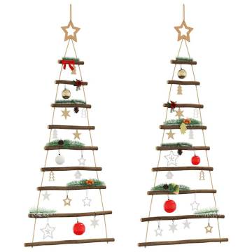 Hanging Christmas Trees with Stars - 2 pcs Natural Branch