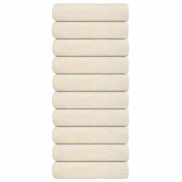 Premium 10 pcs Cream Bath Towels - 100% Cotton, 360 gsm