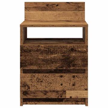 Stylish Bedside Cabinets 2 pcs with 2 Drawers - Old Wood