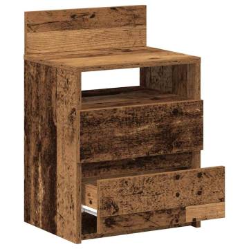 Stylish Bedside Cabinets 2 pcs with 2 Drawers - Old Wood