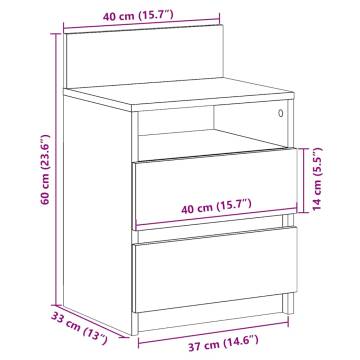 Stylish Bedside Cabinets 2 pcs with 2 Drawers - Old Wood