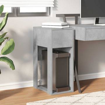 Computer Tower Stand with Drawer - Concrete Grey 30x44x74 cm