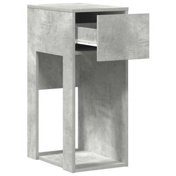 Computer Tower Stand with Drawer - Concrete Grey 30x44x74 cm