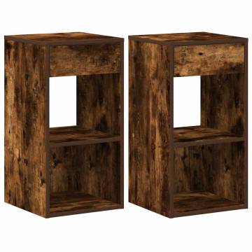 Stylish Smoked Oak Bedside Cabinets - 2 pcs with Drawer