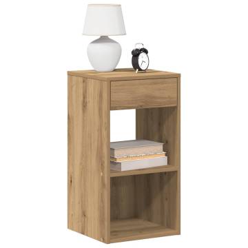 Stylish Artisan Oak Bedside Cabinet with Drawer - 35x34x66.5 cm