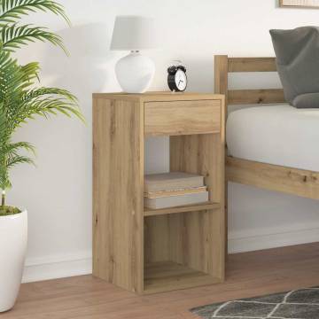 Stylish Artisan Oak Bedside Cabinet with Drawer - 35x34x66.5 cm