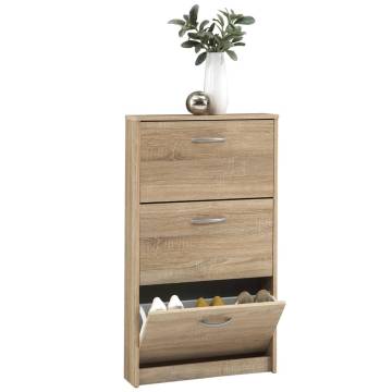 FMD Oak Shoe Cabinet with 3 Tilting Compartments | Stylish Storage