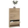 FMD Oak Shoe Cabinet with 3 Tilting Compartments | Stylish Storage