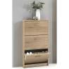 FMD Oak Shoe Cabinet with 3 Tilting Compartments | Stylish Storage