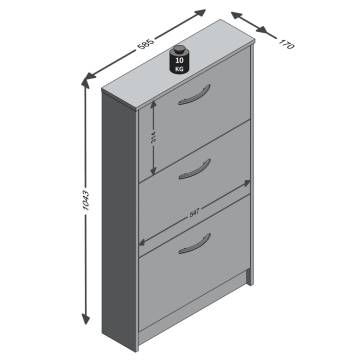 FMD Oak Shoe Cabinet with 3 Tilting Compartments | Stylish Storage