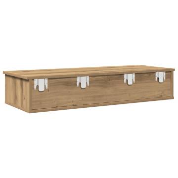 Artisian Oak Wall Shelf with Drawers - 100x37.5 cm