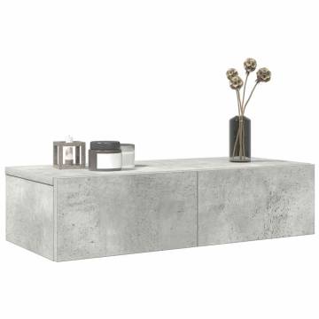 Wall Shelf with Drawers - Concrete Grey, 60x26.5x15 cm