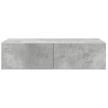 Wall Shelf with Drawers - Concrete Grey, 60x26.5x15 cm