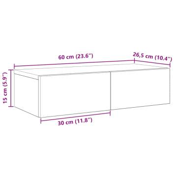 Wall Shelf with Drawers - Concrete Grey, 60x26.5x15 cm