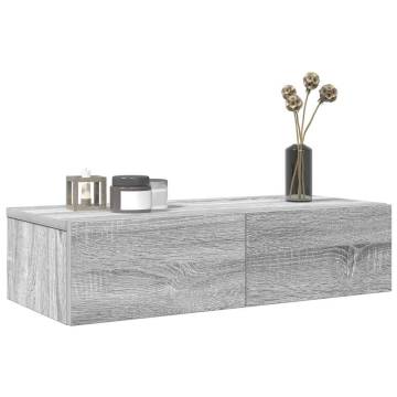 Wall Shelf with Drawers Grey Sonoma - Stylish Storage Solution