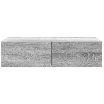 Wall Shelf with Drawers Grey Sonoma - Stylish Storage Solution