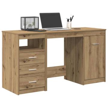 Elegant Artisan Oak Desk with Cabinet - Hipomarket UK