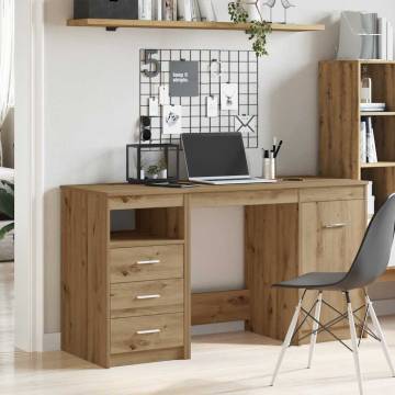 Elegant Artisan Oak Desk with Cabinet - Hipomarket UK