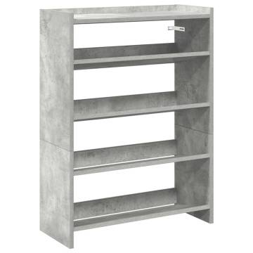 Shoe Rack Concrete Grey 80x25 cm | Durable Engineered Wood