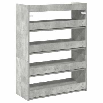 Shoe Rack Concrete Grey 80x25 cm | Durable Engineered Wood