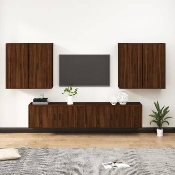 6 Piece Brown Oak TV Cabinet Set - Stylish & Practical Storage