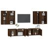 6 Piece Brown Oak TV Cabinet Set - Stylish & Practical Storage