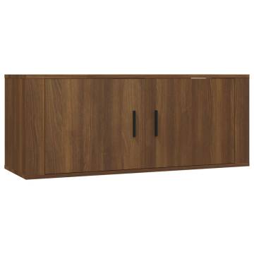 6 Piece Brown Oak TV Cabinet Set - Stylish & Practical Storage