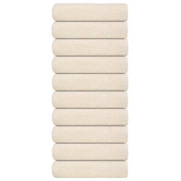 10 pcs Cream Shower Towels - 100% Cotton, 70x140 cm