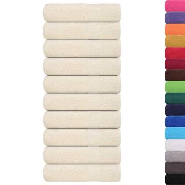 10 pcs Cream Shower Towels - 100% Cotton, 70x140 cm