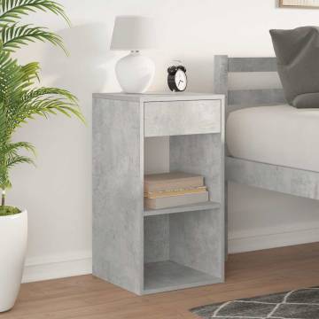 Concrete Grey Bedside Cabinet with Drawer - Stylish & Practical