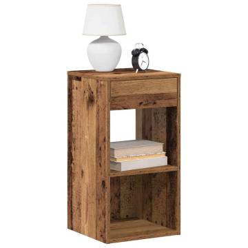 Stylish Bedside Cabinet with Drawer - Old Wood Finish