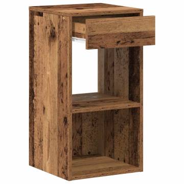 Stylish Bedside Cabinet with Drawer - Old Wood Finish