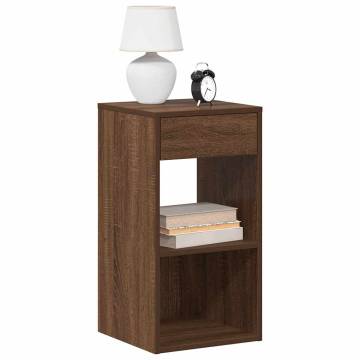 Elegant Brown Oak Bedside Cabinet with Drawer - 35x34x66.5 cm