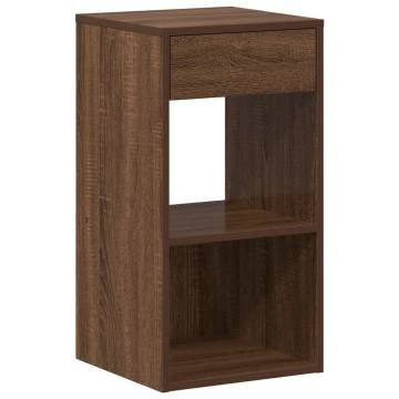 Elegant Brown Oak Bedside Cabinet with Drawer - 35x34x66.5 cm