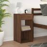 Elegant Brown Oak Bedside Cabinet with Drawer - 35x34x66.5 cm