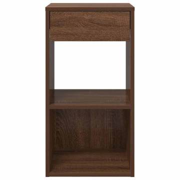 Elegant Brown Oak Bedside Cabinet with Drawer - 35x34x66.5 cm