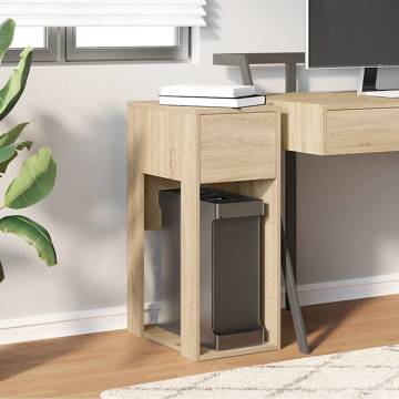 Computer Tower Stand with Drawer in Sonoma Oak - 30x44x74 cm