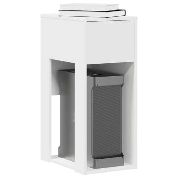 Computer Tower Stand with Drawer - White 30x44x74 cm