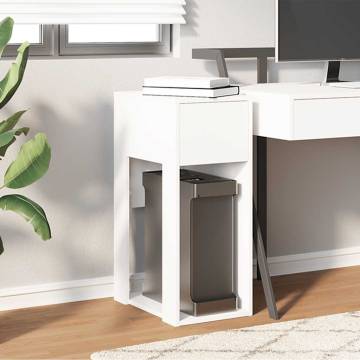 Computer Tower Stand with Drawer - White 30x44x74 cm