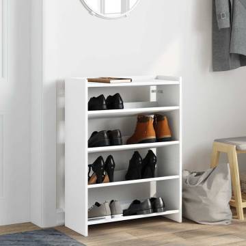 Elegant White Shoe Rack 80x25x61.5 cm - Durable & Stylish