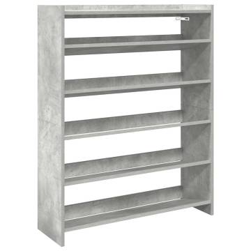 Concrete Grey Shoe Rack - Engineered Wood 80x25x100 cm