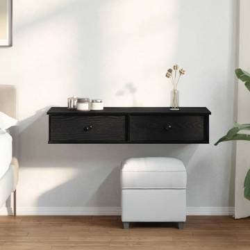 Wall Shelf with Drawers Black - 100x37.5 cm | Hipo Market