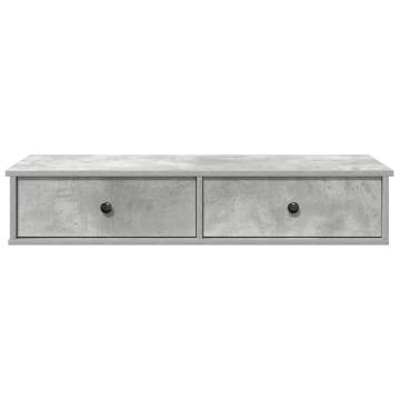 Wall Shelf with Drawers - Concrete Grey 100x37.5 cm | HipoMarket