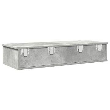 Wall Shelf with Drawers - Concrete Grey 100x37.5 cm | HipoMarket