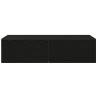 Black Wall Shelf with Drawers - 60x26.5x15 cm Engineered Wood