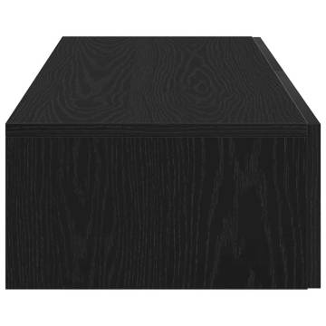 Black Wall Shelf with Drawers - 60x26.5x15 cm Engineered Wood